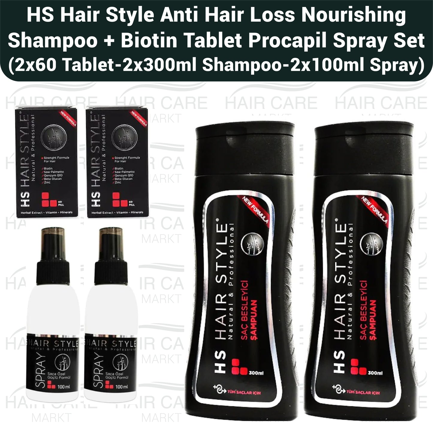 HS Hair Style Shampoo, Vitamin and Spray Serum Set (2 PACK)