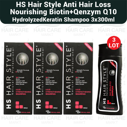 HS Hair Style Anti Hair Loss Nourishing Biotin + Qenzym Q10 Shampoo - 3 LOT