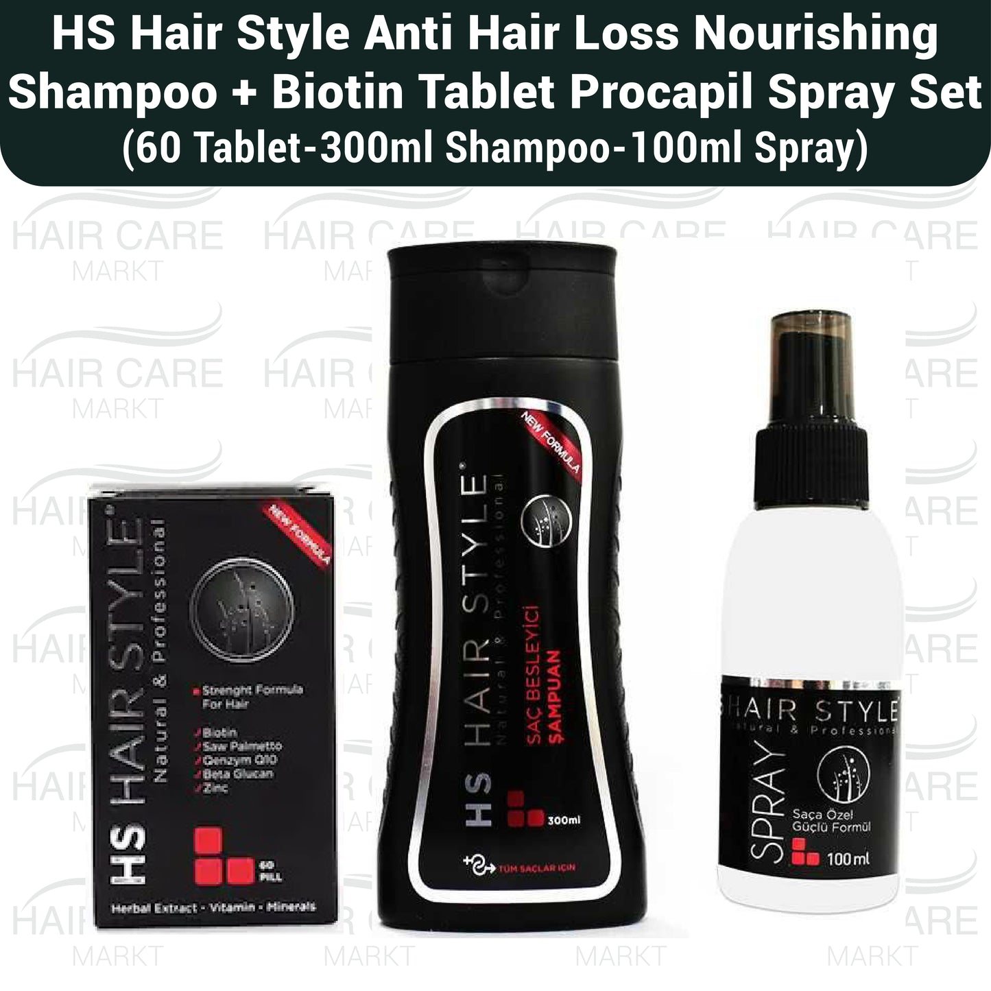 HS Hair Style Shampoo, Vitamin and Spray Serum Set