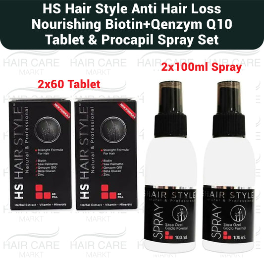 HS Hair Style Anti Haarausfall Haar Vitamin Tablet + Spray Serum Set - 2 LOT