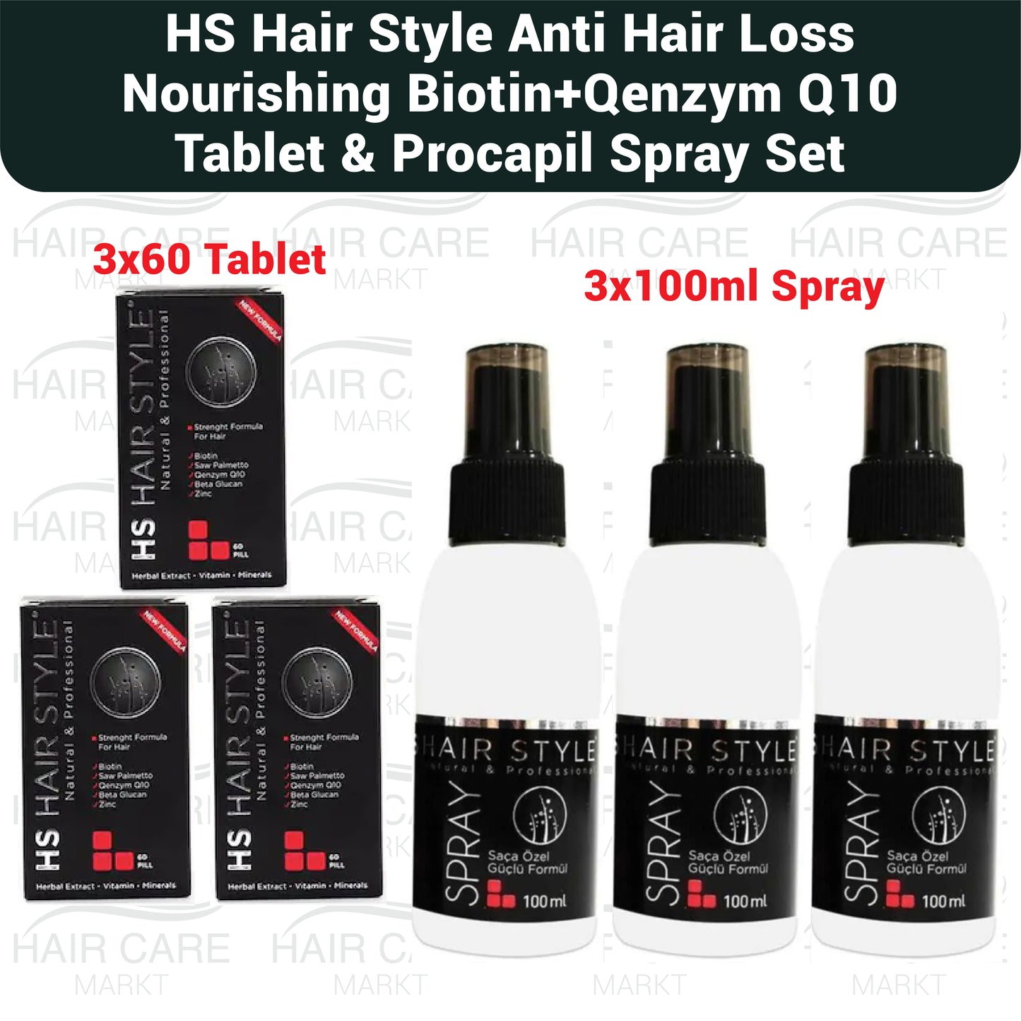 HS Hair Style Hair Vitamin & Spray Serum Set (3 PACK)