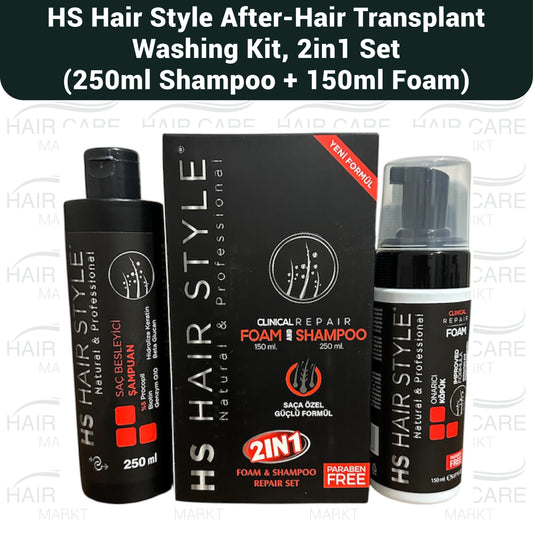 HS Hair Style After-Hair Transplant Washing Kit, 2in1 Foam+Shampoo Set