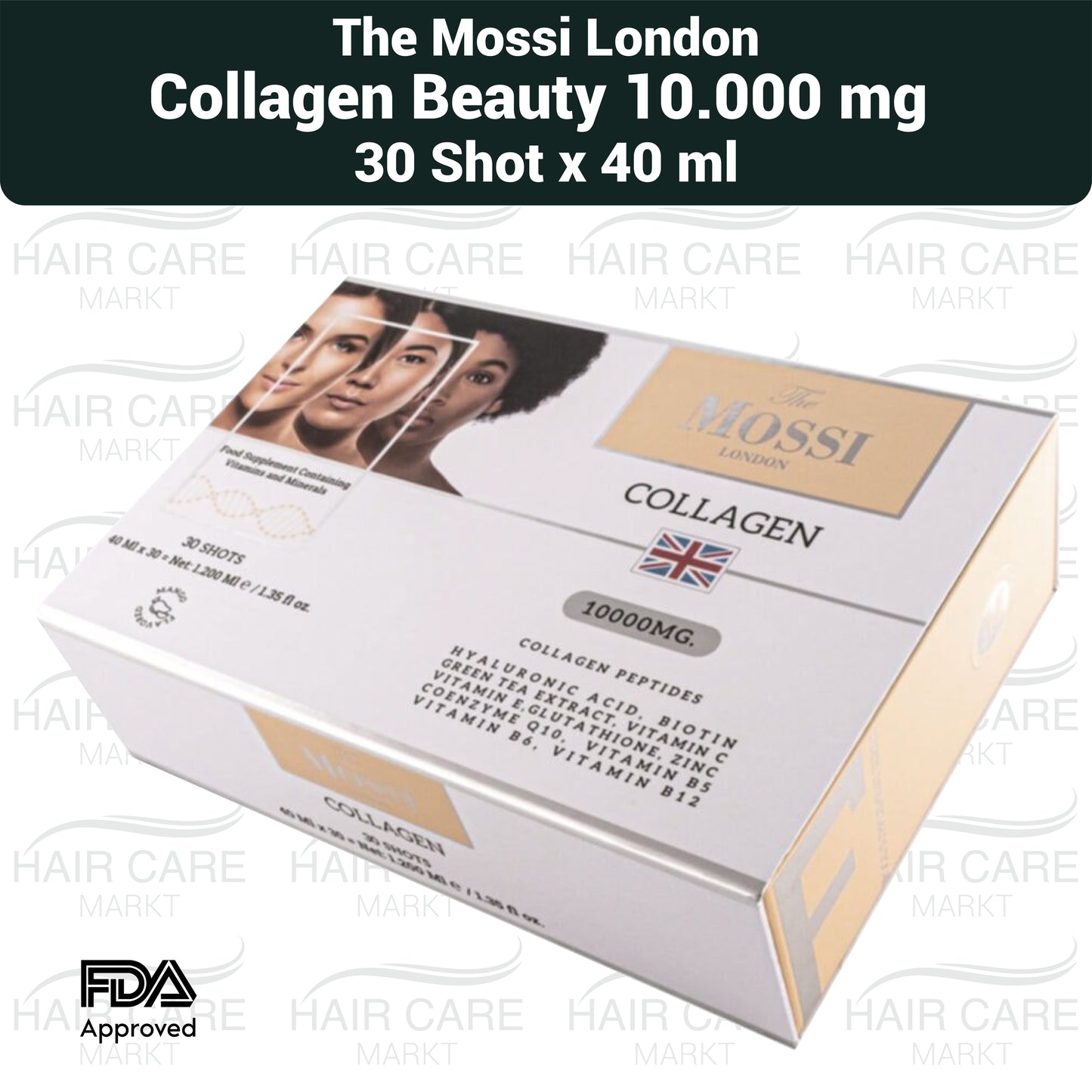 Mossi London Collagen Shots 10000mg 30x40ml Flüssig Biotin Hyaluron