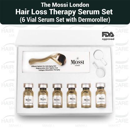The Mossi London Hair Serum Set 6 Vials Dermaroller Scalp Care Ampoule Kit