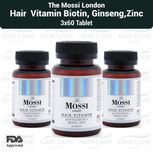 The Mossi Hair Vitamins, Biotin Zinc Saw Palmetto Supplement 60 Tablets - 3 LOT
