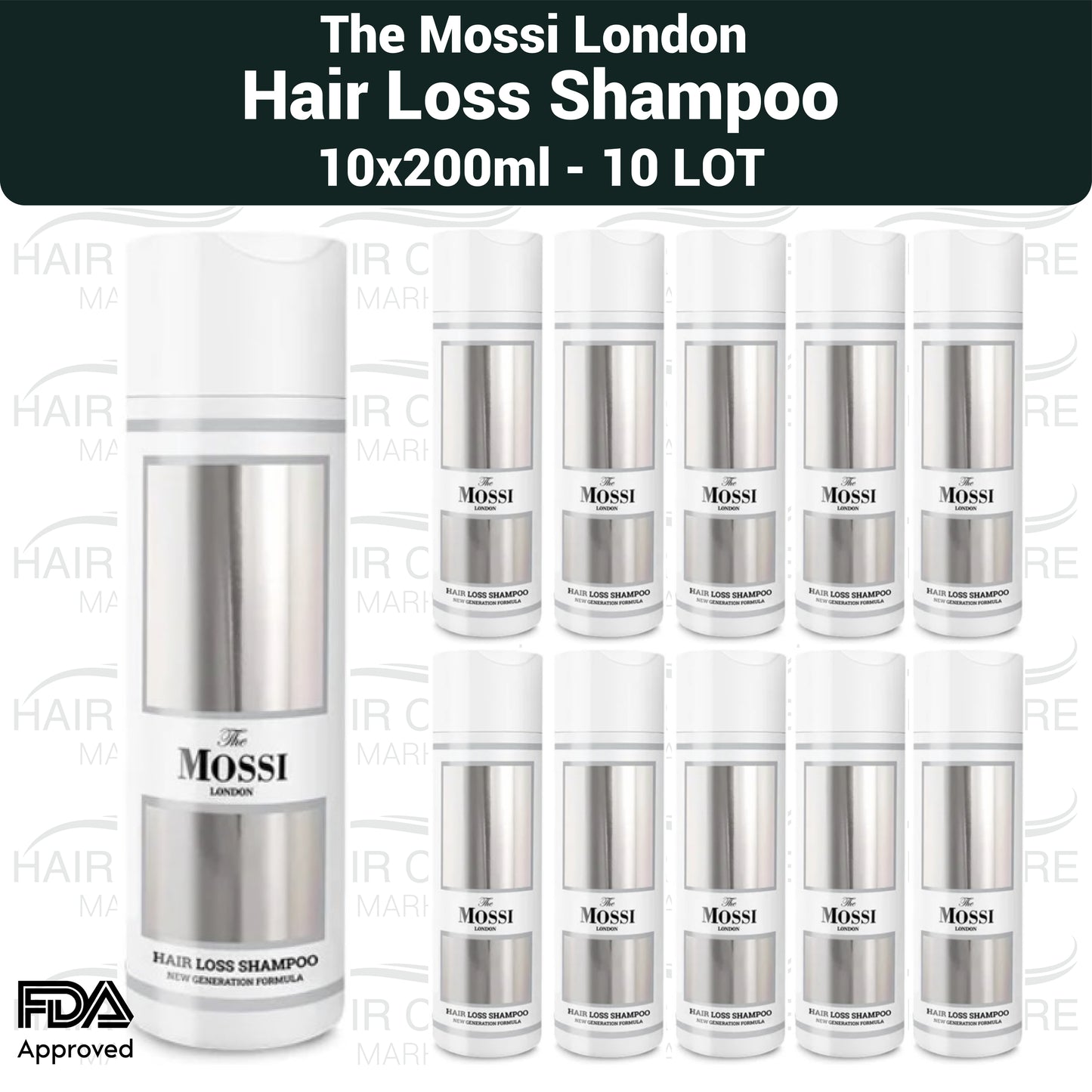 The Mossi London After Hair Transplant Anti-Haarausfall Shampoo, Biotin Procapil Sulfatfrei 200ml - 10er PACK