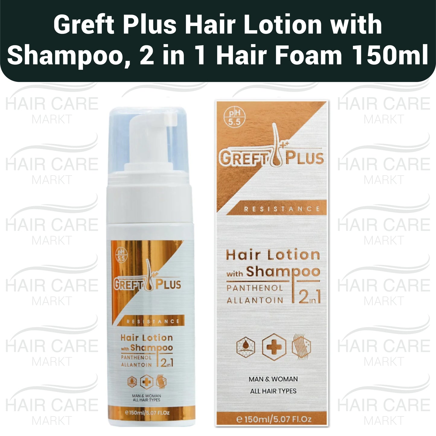 Greft Plus Hair Lotion with Shampoo, 2 in 1 Hair Foam