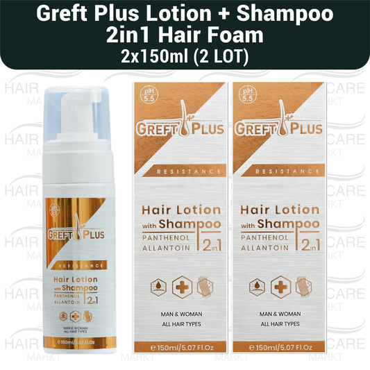 Greft Plus Hair Lotion with Shampoo, 2 in 1 Hair Foam 2×150ml-2LOT