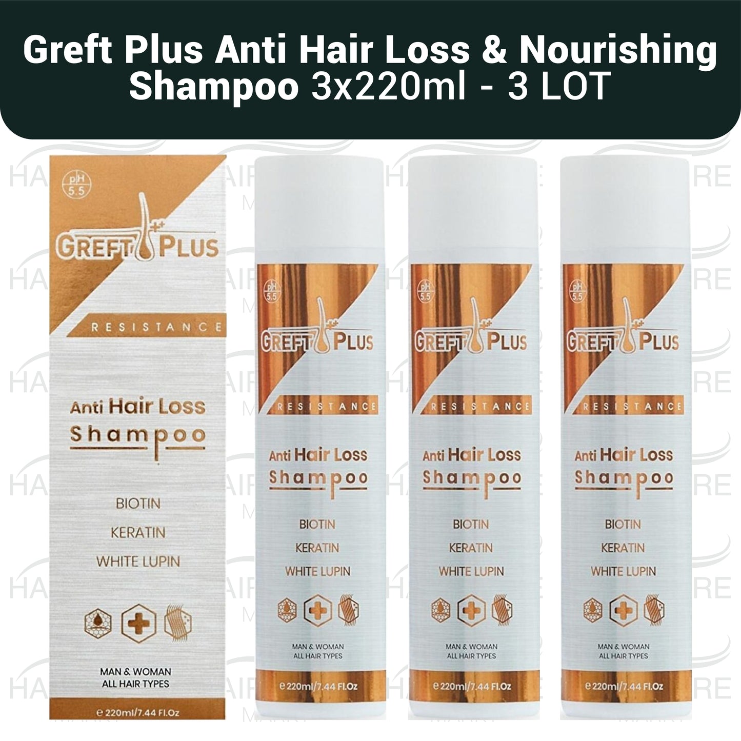 Greft Plus Anti Hair Loss & Nourishing Shampoo - 3 LOT (3x220ml)