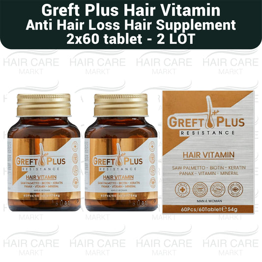 Greft Plus Hair Vitamin for Hair Loss 2x60 Tablets (for 2 Months) - FDA APPROVED