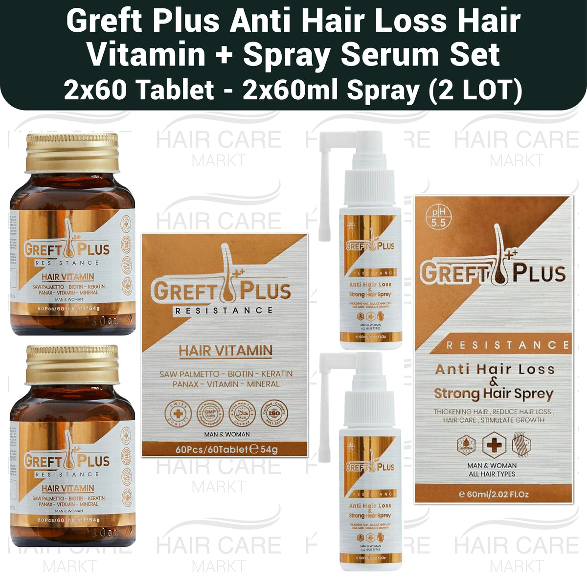 Greft Plus Anti Hair Loss Spray + Hair Vitamin Set ( 2 PACK )
