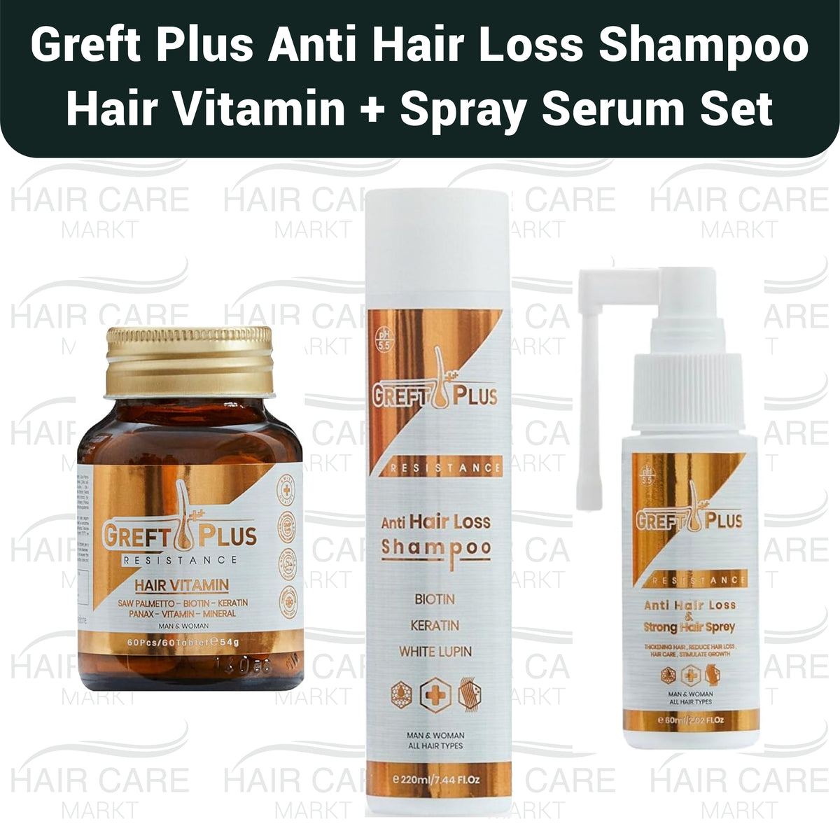 Greft Plus Anti Hair Loss Hair Set (Shampoo + Hair Vitamin + Spray Serum)