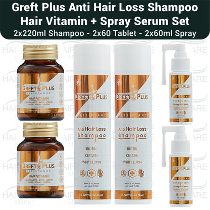 Greft Plus Anti Hair Loss Hair Set (Shampoo + Hair Vitamin + Spray Serum) ( 2 PACK )