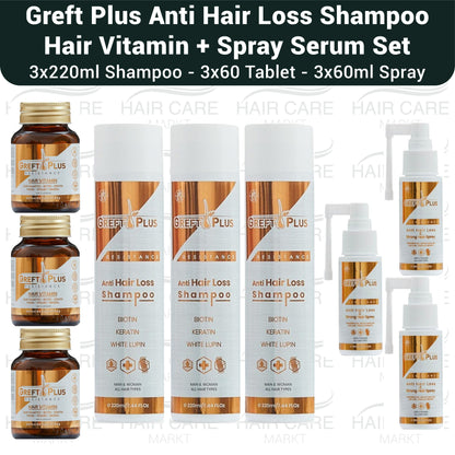 Wurzelkraft Shampoo + Spray-Serum + Tabletten-Set (250ml + 60ml + 60 Tabletten)