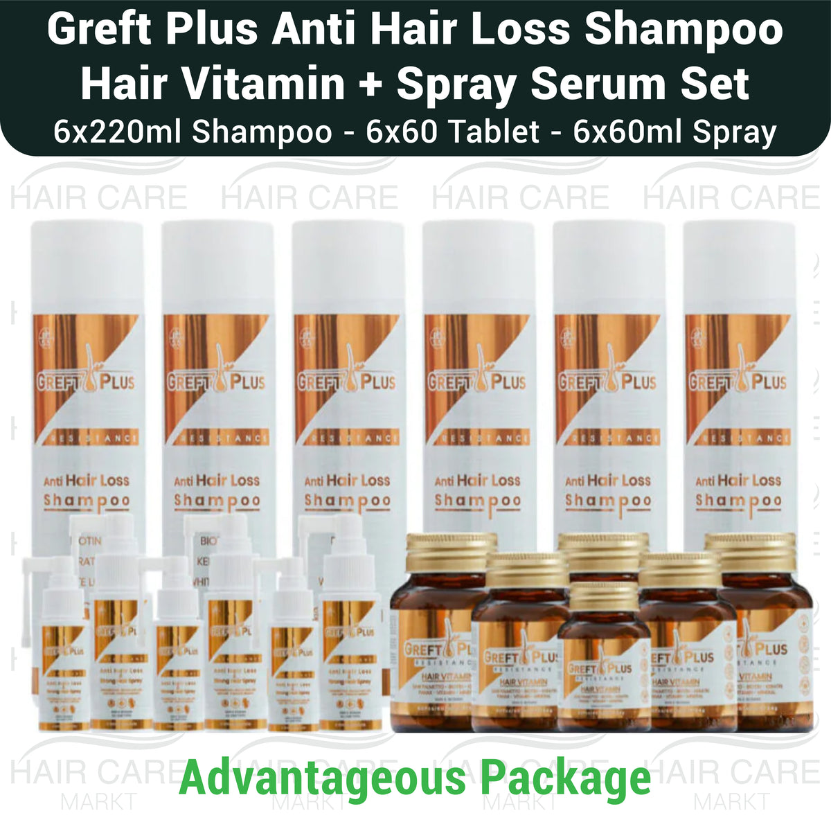 Greft Plus Anti Hair Loss Hair Set (Shampoo + Hair Vitamin + Spray Serum) ( 6 PACK )