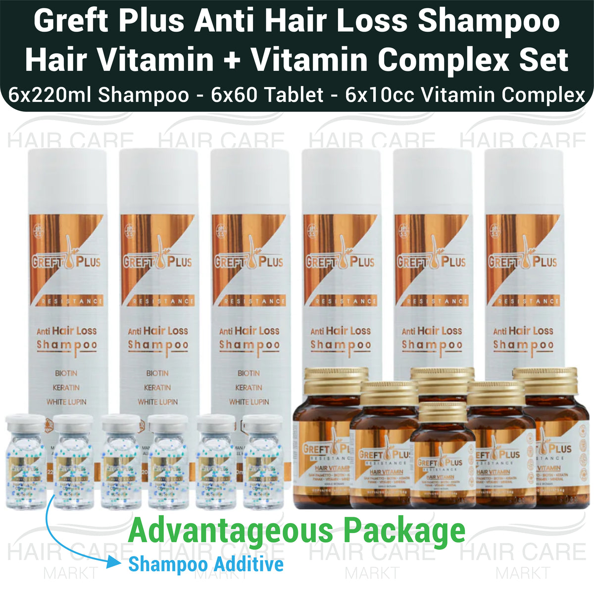Greft Plus Anti Hair Loss Shampoo, Hair Vitamin And  Complex Serum Set ( 6 PACK )