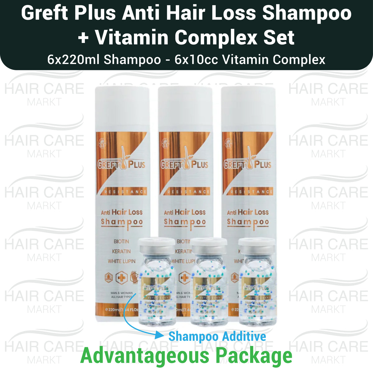 Greft Plus Anti Hair Loss Shampoo and Vitamin Complex Set ( 3 PACK )