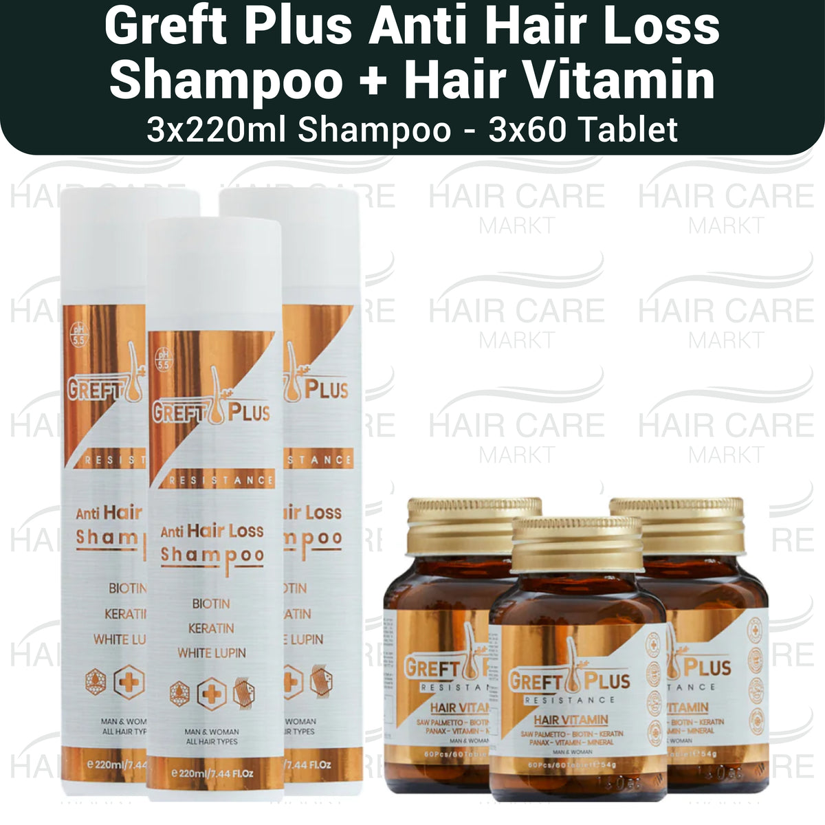 Greft Plus Anti Hair Loss Shampoo And Hair Vitamin Set ( 3 PACK )