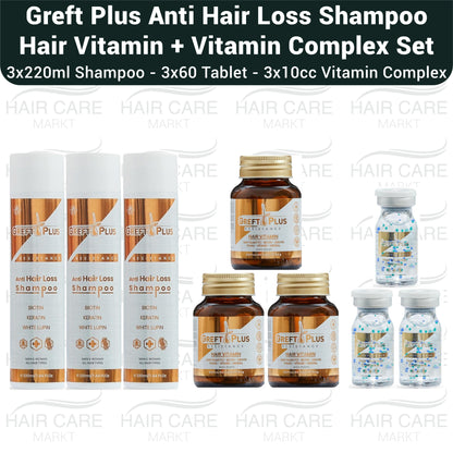 Greft Plus Anti Hair Loss Shampoo, Hair Vitamin And  Complex Serum Set ( 3 PACK )