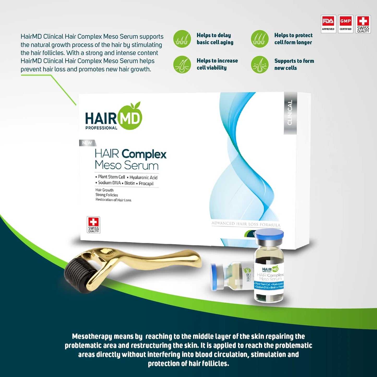 HairMD Hair Complex Meso Serum Set (10x6ml + Dermaroller)