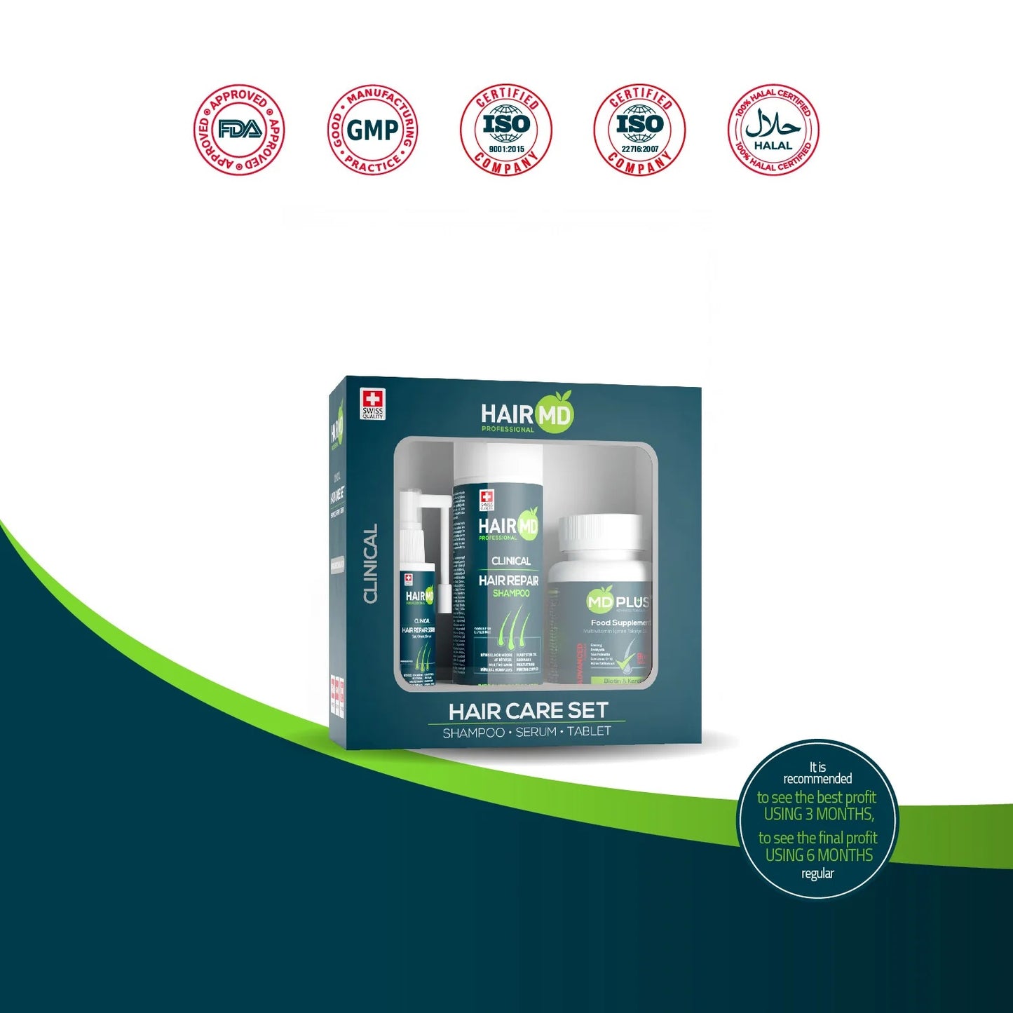 HairMD Clinical Hair Repair Set (Shampoo + Serum + Tabletten)