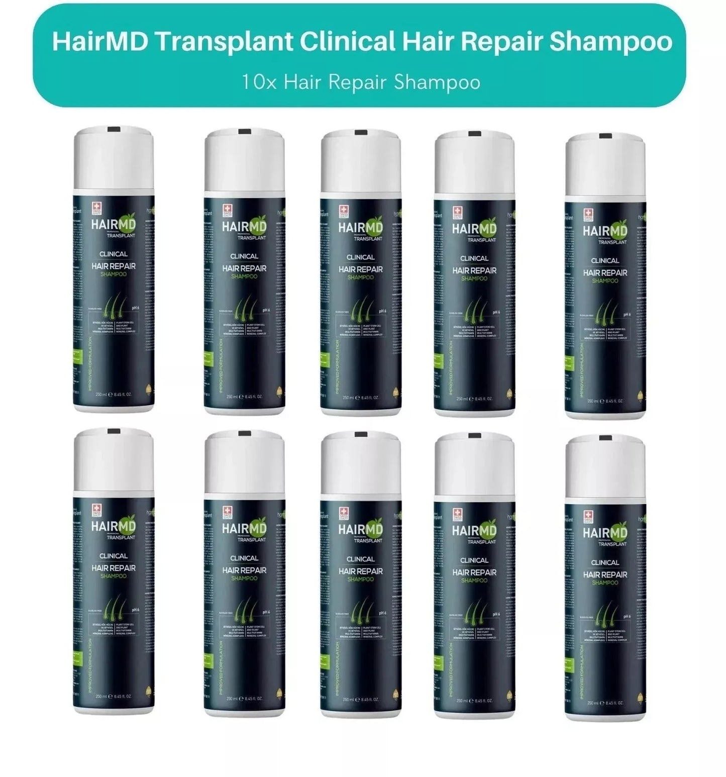 HairMD After Hair Transplant Hair Loss Scalp Care Shampoo - 10 LOT