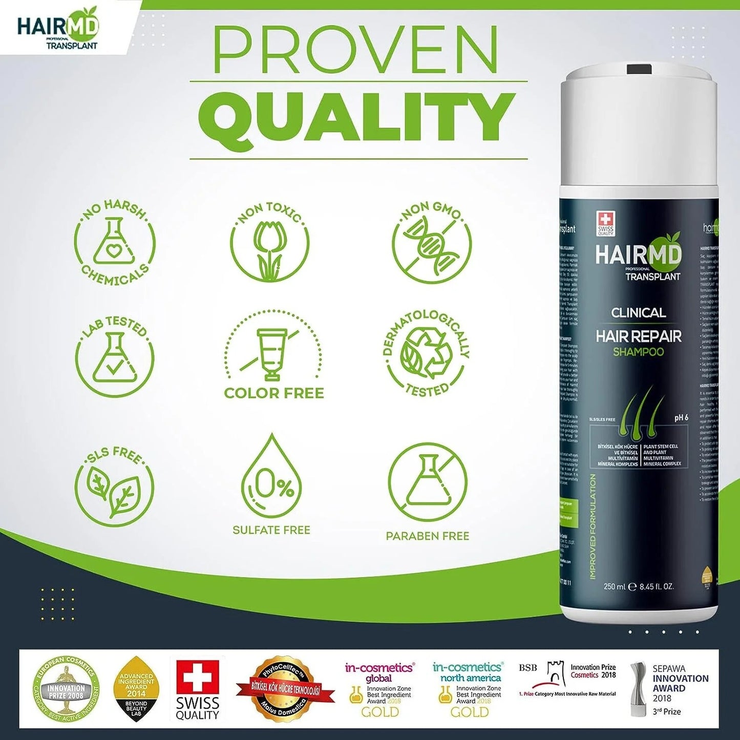 HairMD After Hair Transplant Hair Loss Scalp Care Shampoo - 10 LOT