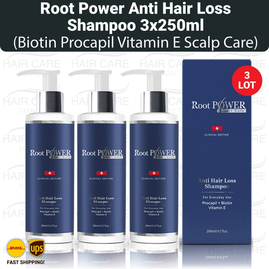 Root Power Anti Hair Loss Shampoo Biotin Procapil Vitamin E Scalp Care 250ml - 3 LOT