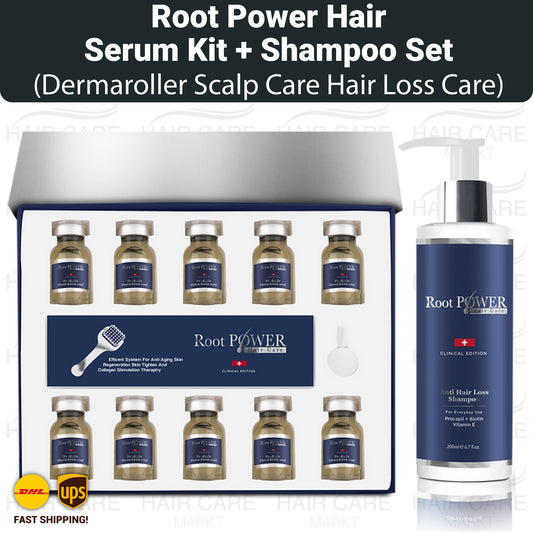 Root Power Haarserum-Set und Shampoo zur Haarpflege gegen Haarausfall