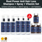 Root Power Anti Hair Loss Shampoo, Spray, and Vitamin Set.
